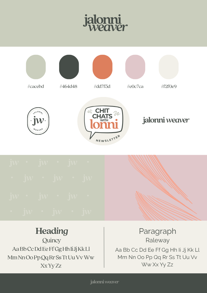 Sample mini brand identity guidelines for Jalonni Weaver